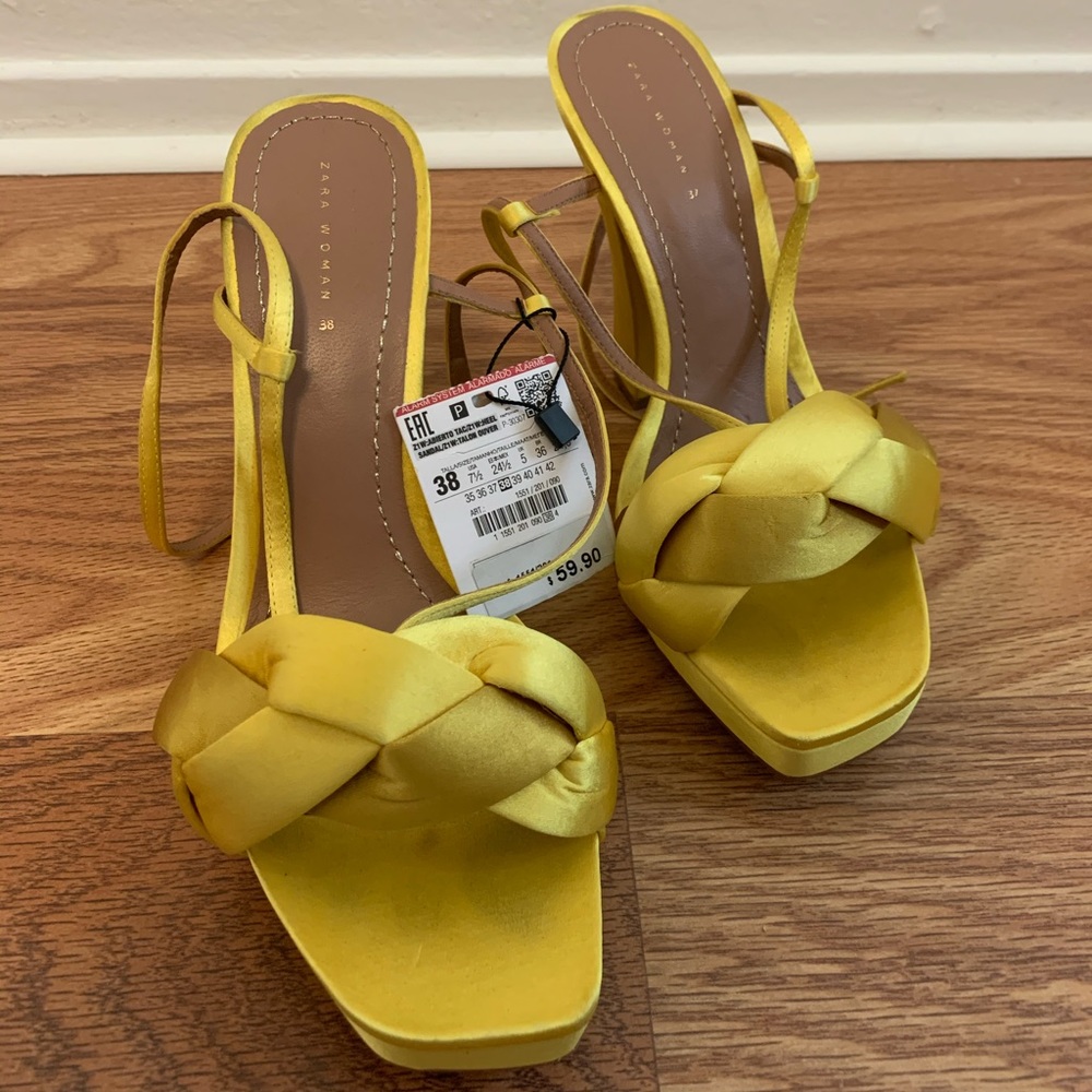 NWT | ZARA MUSTARD STRAPY HEELS | EURO SIZE 38